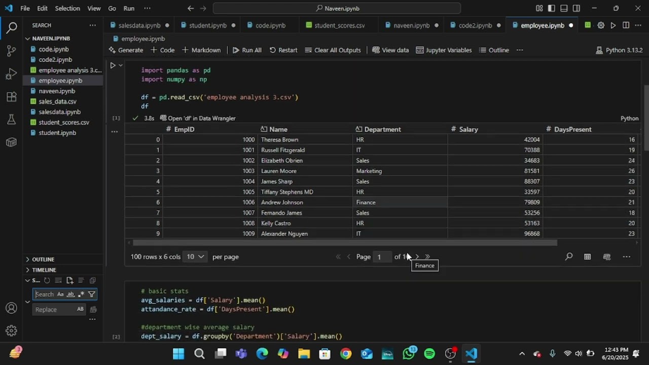 :💼 Employee Salary & Attendance Analysis in Python | Pandas & NumPy Project