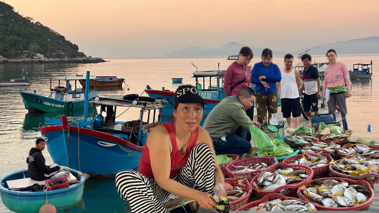 Biển Ninh Vân: Ghe Lặn Hải Sản Về Bến Đêm Khuya | Vào Chợ Đủ Các Món Ăn