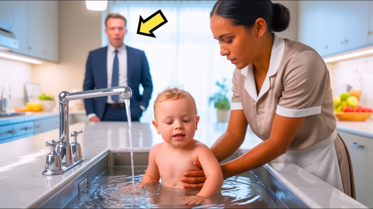 KINDERMÄDCHEN BADETE BABY IN DER SPÜLE… ABER DER ERBE VATER SAH ES UND RASTETE AUS