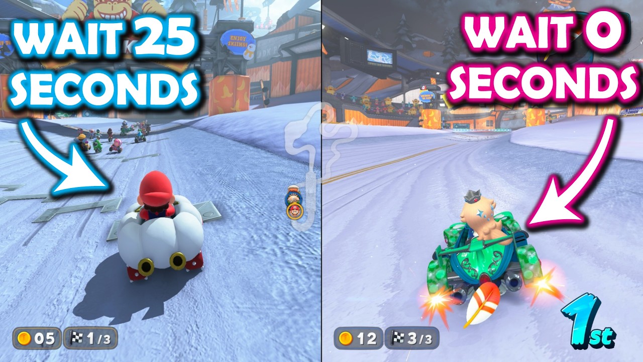 Do Nothing for 25 Seconds vs Start Right Away - Who wins? Mario Kart World Challenge! [3]
