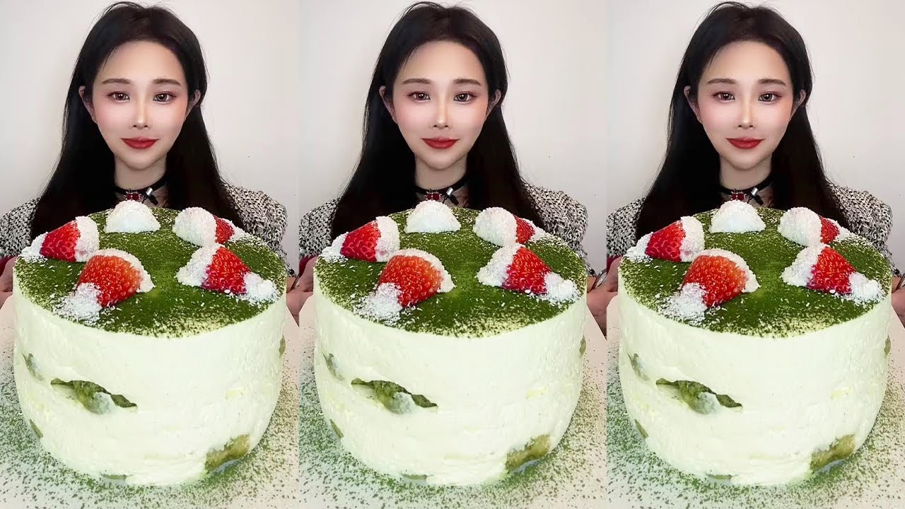 Asmr🍰Eating Matcha Tiramisu Cake🍰 (Soft And Waxy Sound) 크림丨먹방丨Mukbang丨Satisfying丨Eatingshow