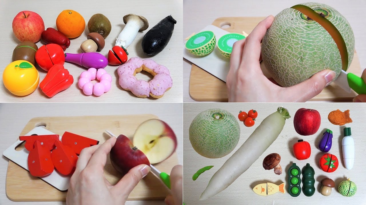 Cutting Fruit & Vegetable ☆ Real vs plastic, wooden ASMR  Compilation Video！ How to cut☆3