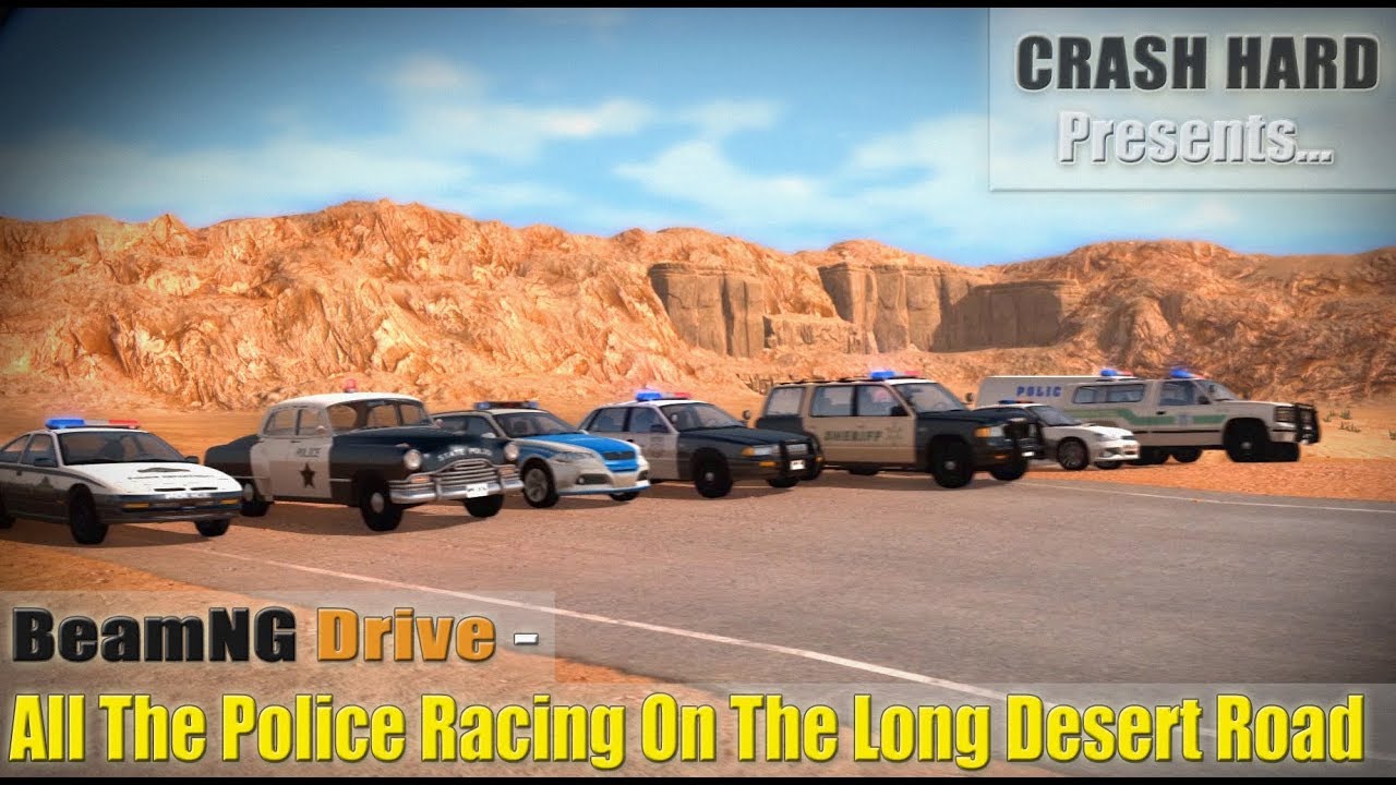 BeamNG Drive - All The Police Racing On The Long Desert Road
