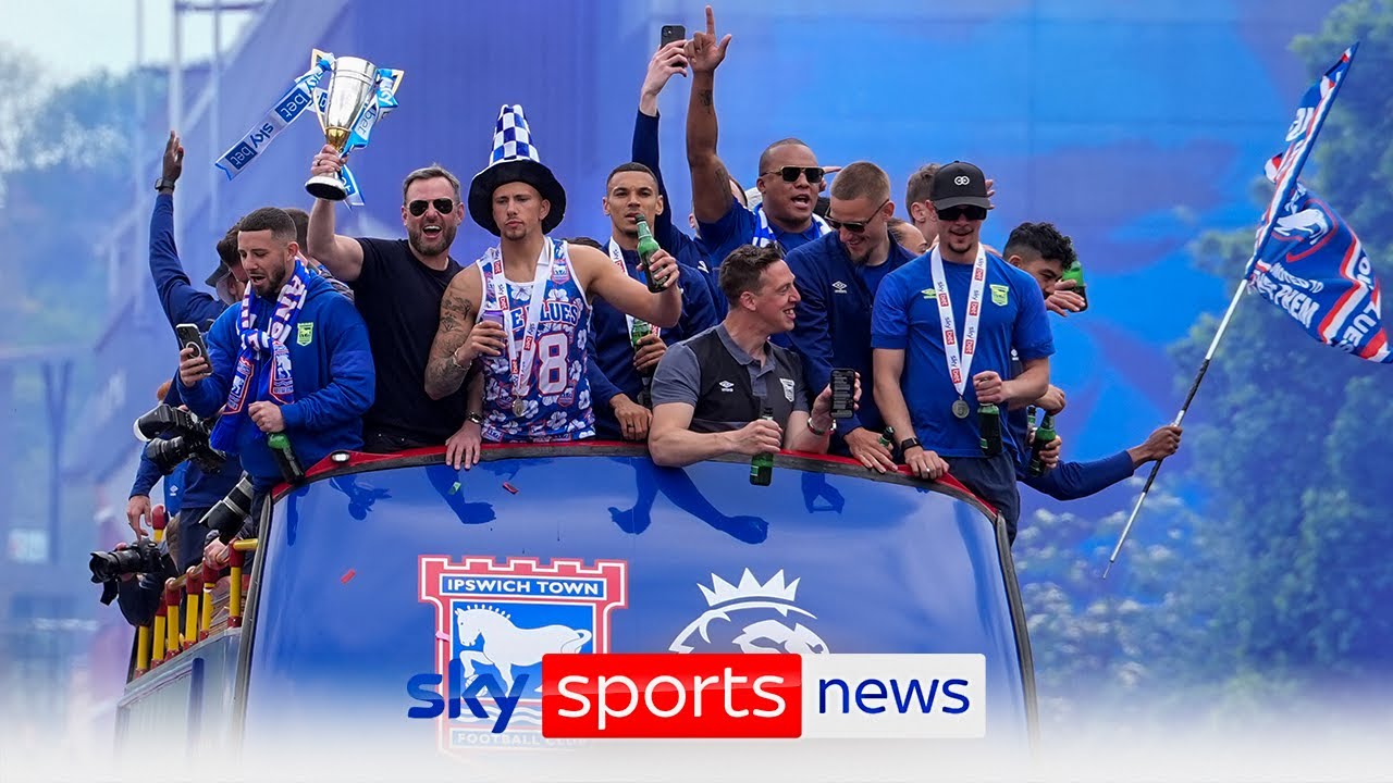 Ipswich Town take to the streets for their promotion parade