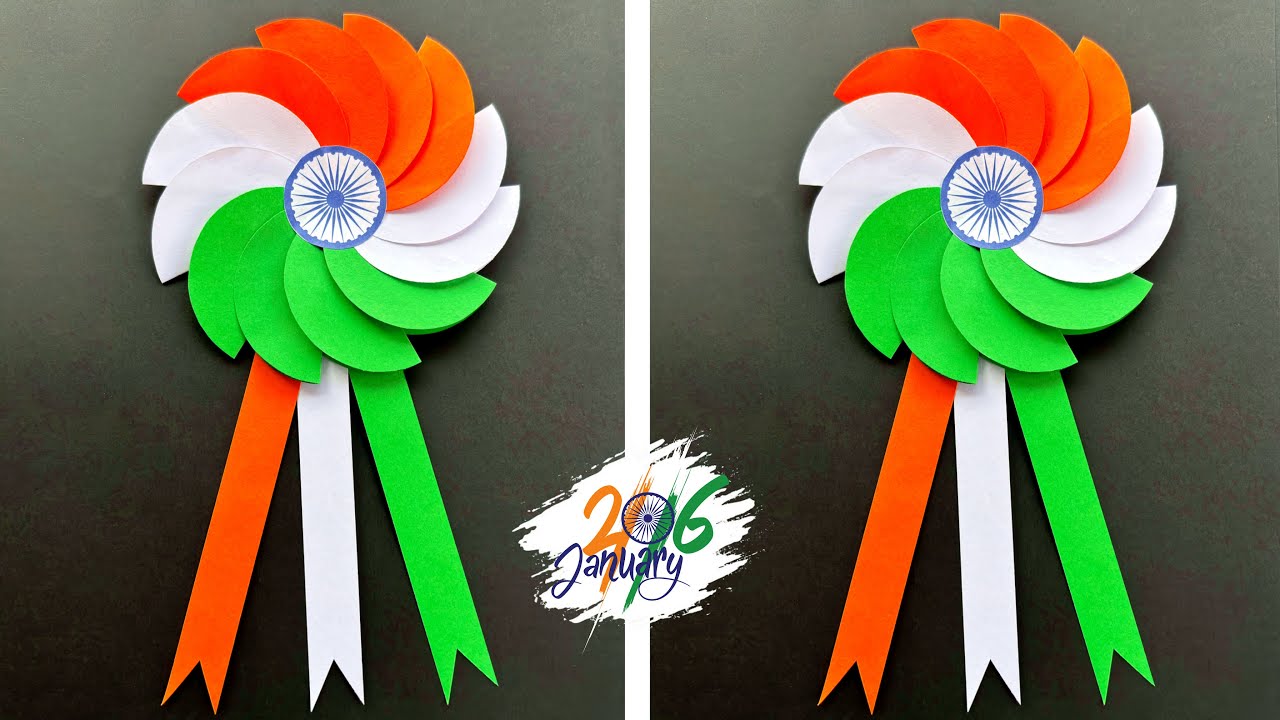 DIY Republic day badge making / Indian Tricolor Badge / 26th January craft ideas