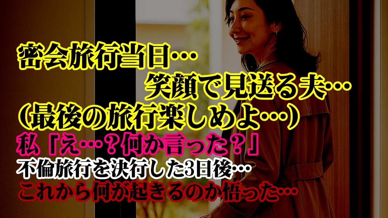 【離婚】密会旅行当日、笑顔で夫(最後の旅行楽しめよ）私「え&hellip;？何か言った？」&rarr;気にせず不倫旅行を決行した私は何も知らず3日後&hellip;空っぽの家に帰宅した瞬間、全てを悟った&hellip;これから何が起きるのか&hellip;【シタ妻】