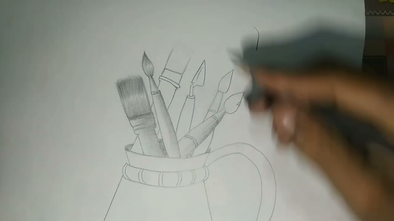 Beautiful brush holder basket drawing with shading #drawing #art #shading 