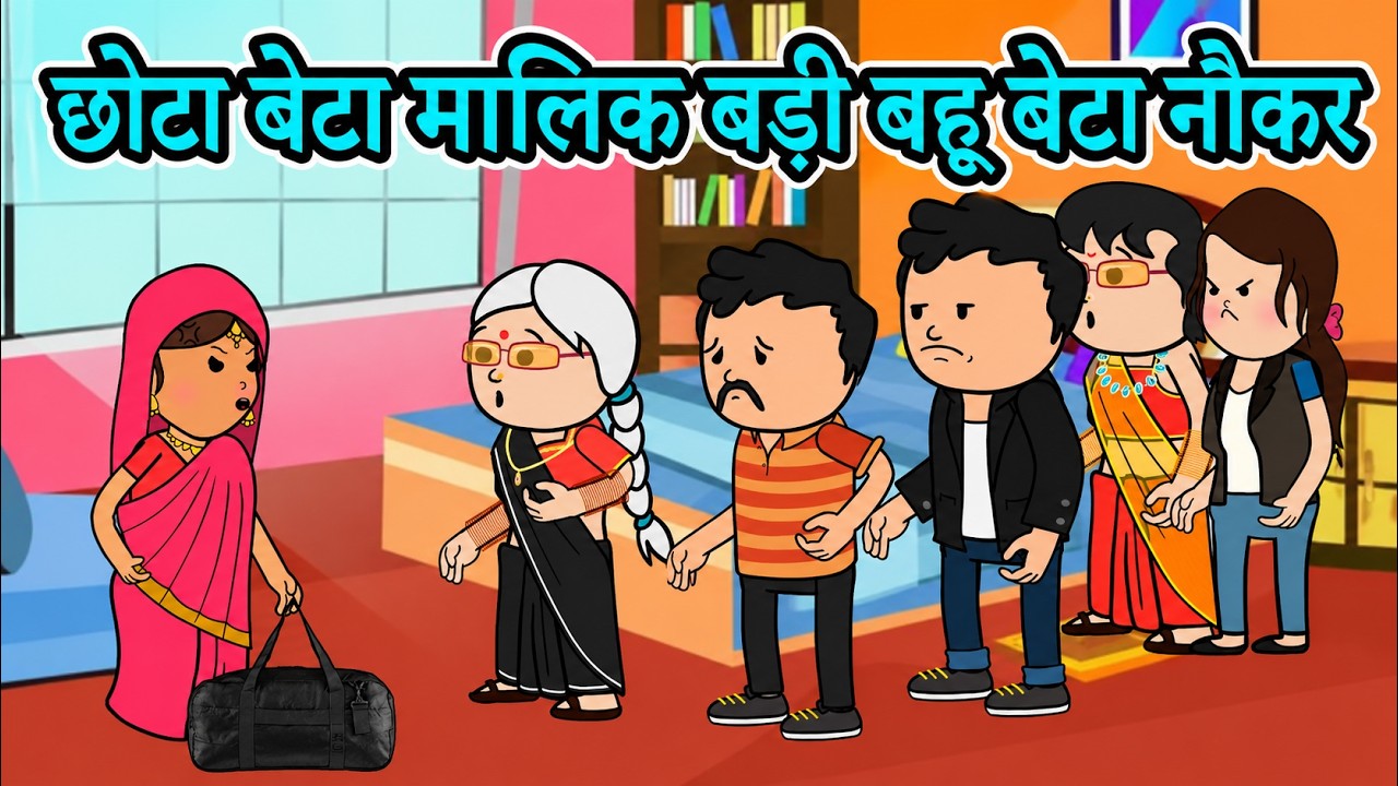 छोटा बेटा बहू घर का मालिक बड़ी बहू बेटा नौकर | 😡😨 (ghar ghar ki kahani cartoon me) moral story