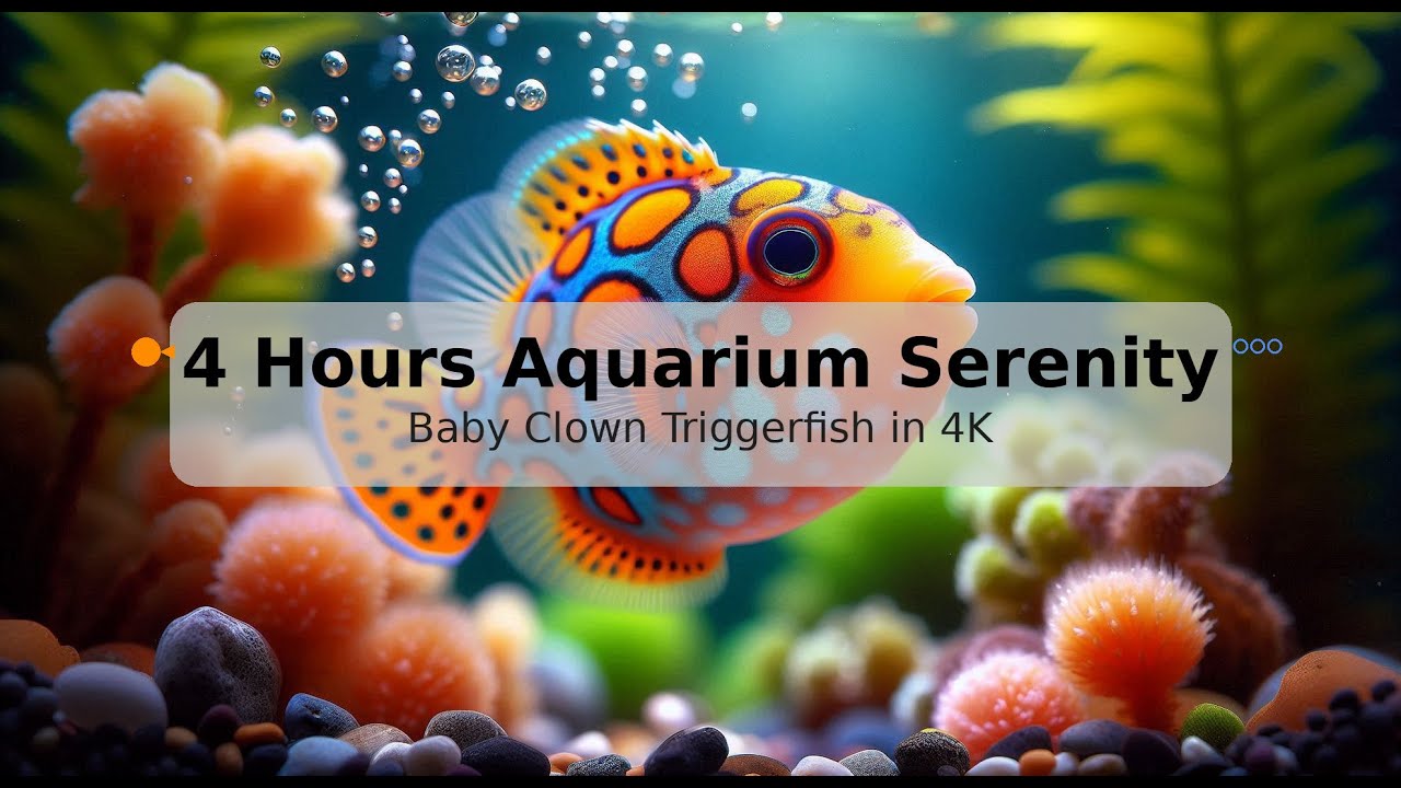 Baby Clown Triggerfish Close-Up 🐠💛 | 4 Hours of Colorful Macro Aquarium Serenity in 4K