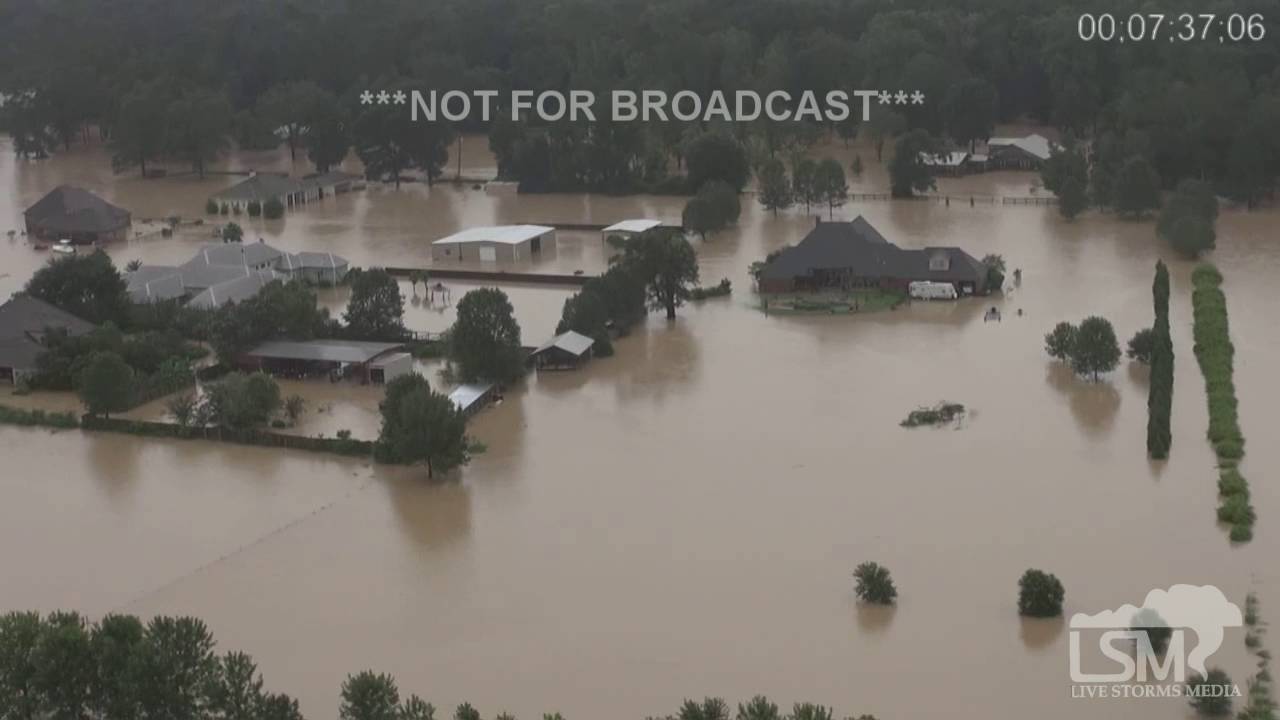 8-13-16 Denham Springs, LA Extreme Flooding! Chopper Footage