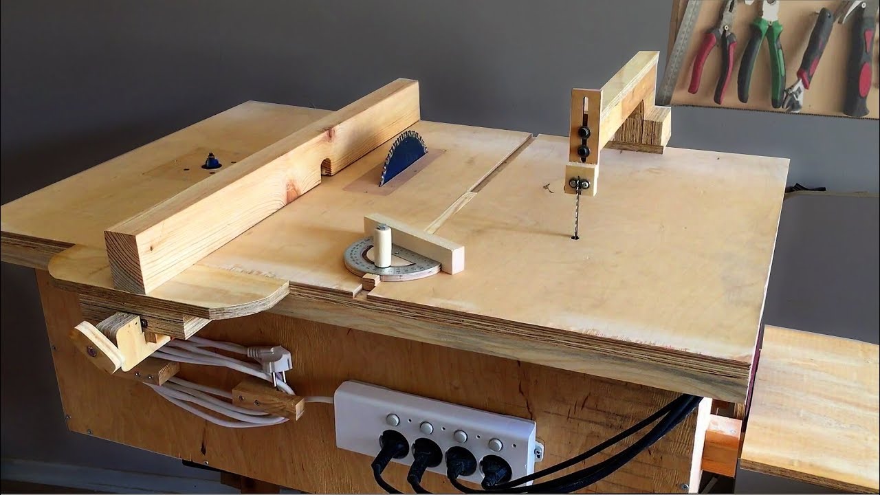 Homemade 4 in 1 Workshop (table saw, router table, disc sander jigsaw table) 4 in 1Çalışma İstasyonu