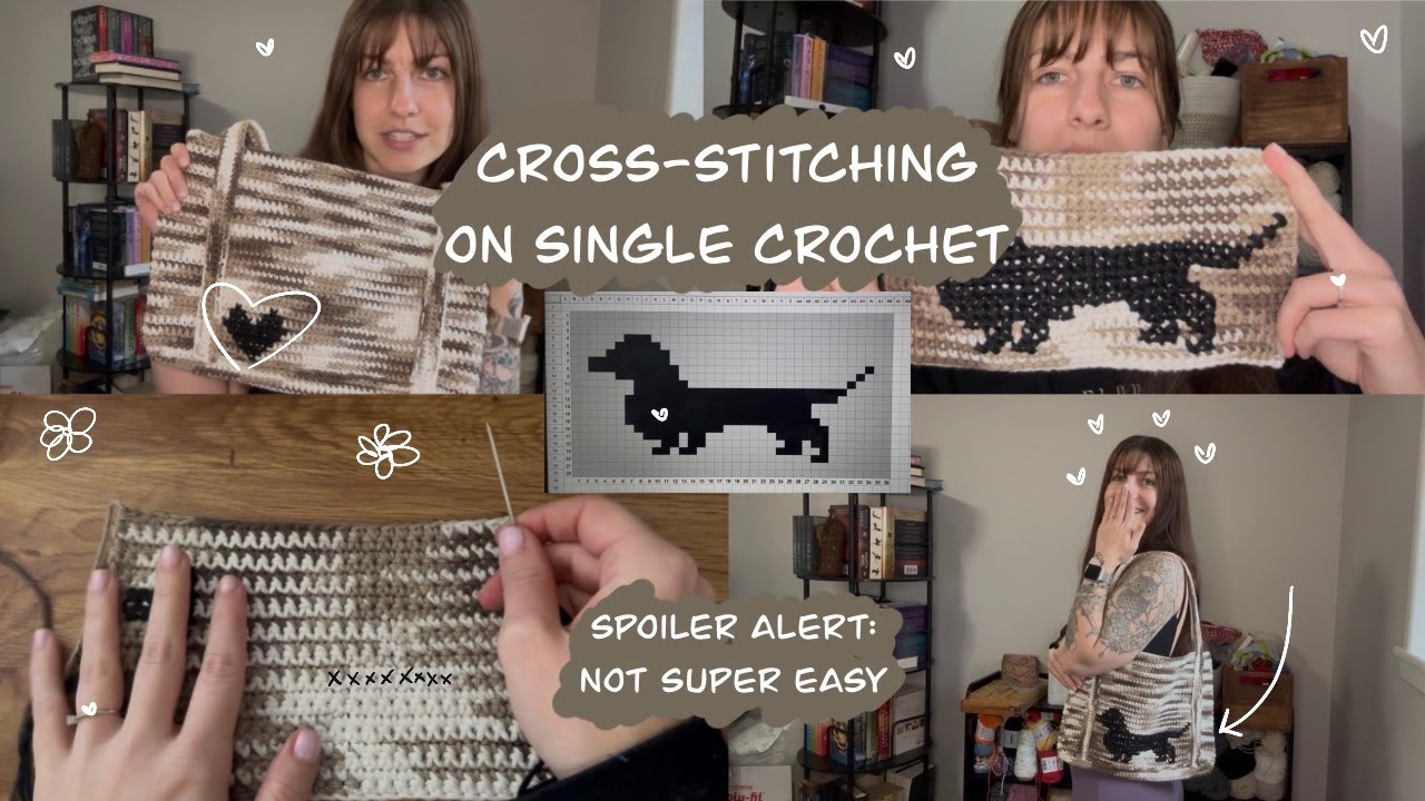 New Skill Unlocked: Cross Stitch on Single Crochet! (Finishing a Tote Bag)