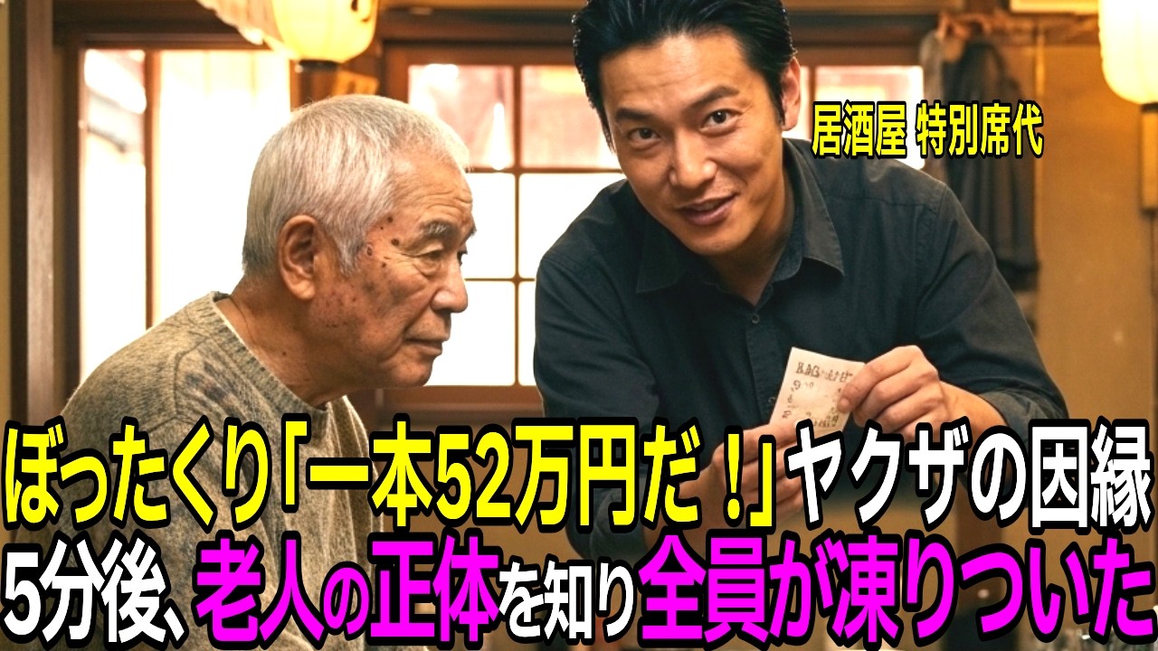 居酒屋「一本で52万円だ！」ヤクザに絡まれた65歳の老人→5分後、老人の正体が明かされた瞬間、店内が凍りついた【スカッとする話】