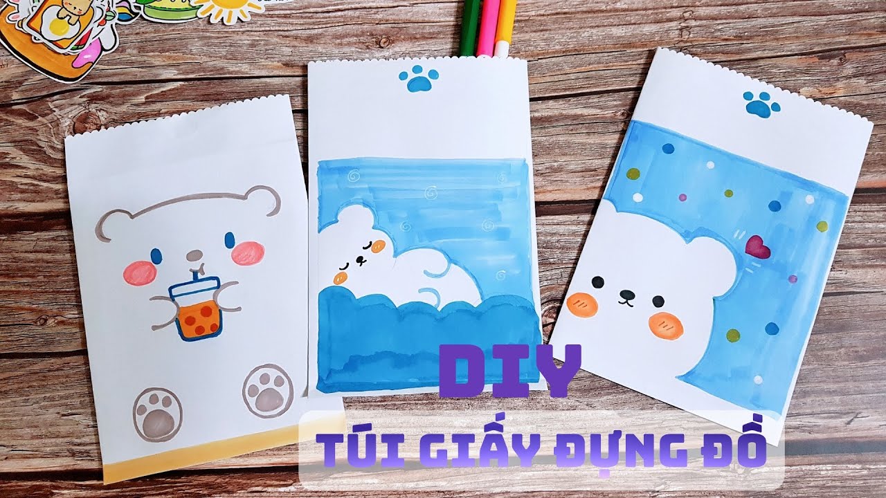 [Packing order]Cách làm TÚI GÓI HÀNG gấu cute| Tự làm túi giấy gói quà, gói hàng| Diy paper Bag