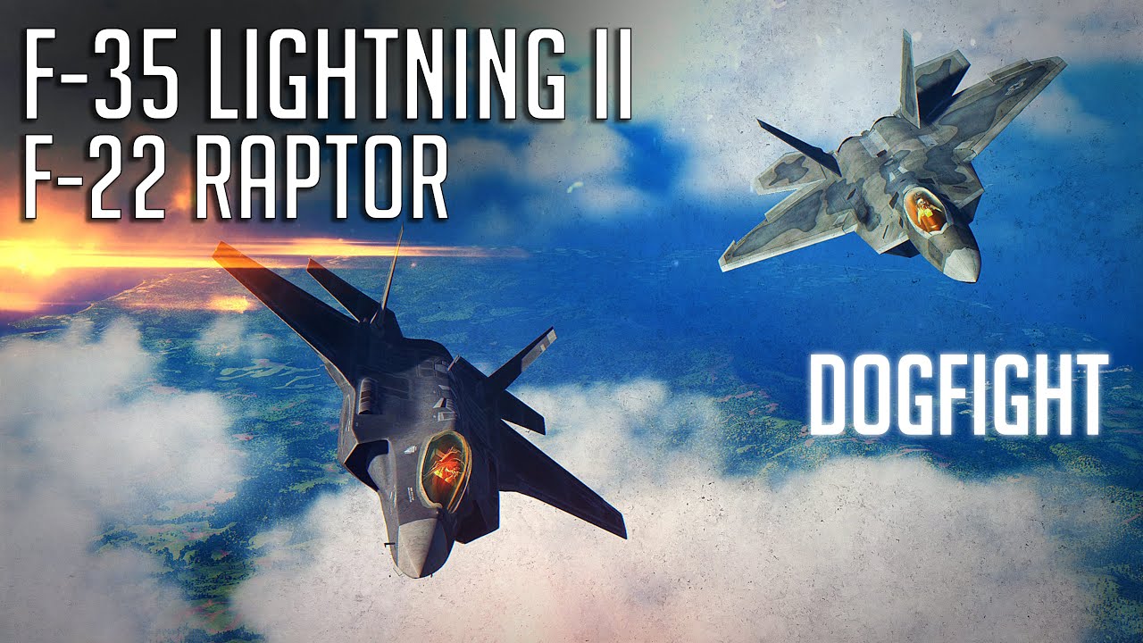 Воздушный бой F-22 Raptor против F-35 Lightning II | Цифровой боевой симулятор | DCS |