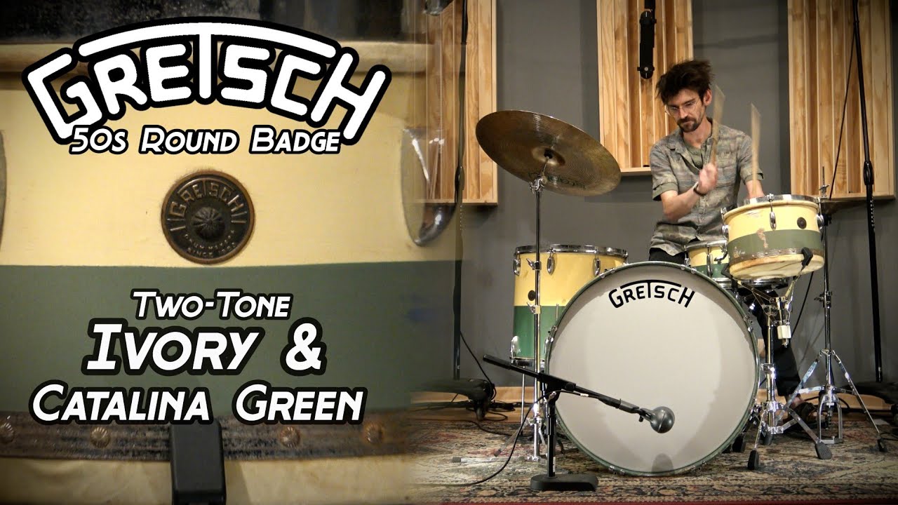 GRETSCH 50s Round Badge Drum Kit - Two-Tone Catalina Green & Ivory