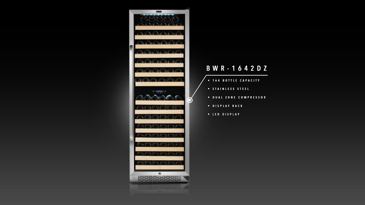 Whynter 164 Bottle Built-in Stainless Steel Dual Zone Compressor Wine Refrigerator BWR-1642DZ