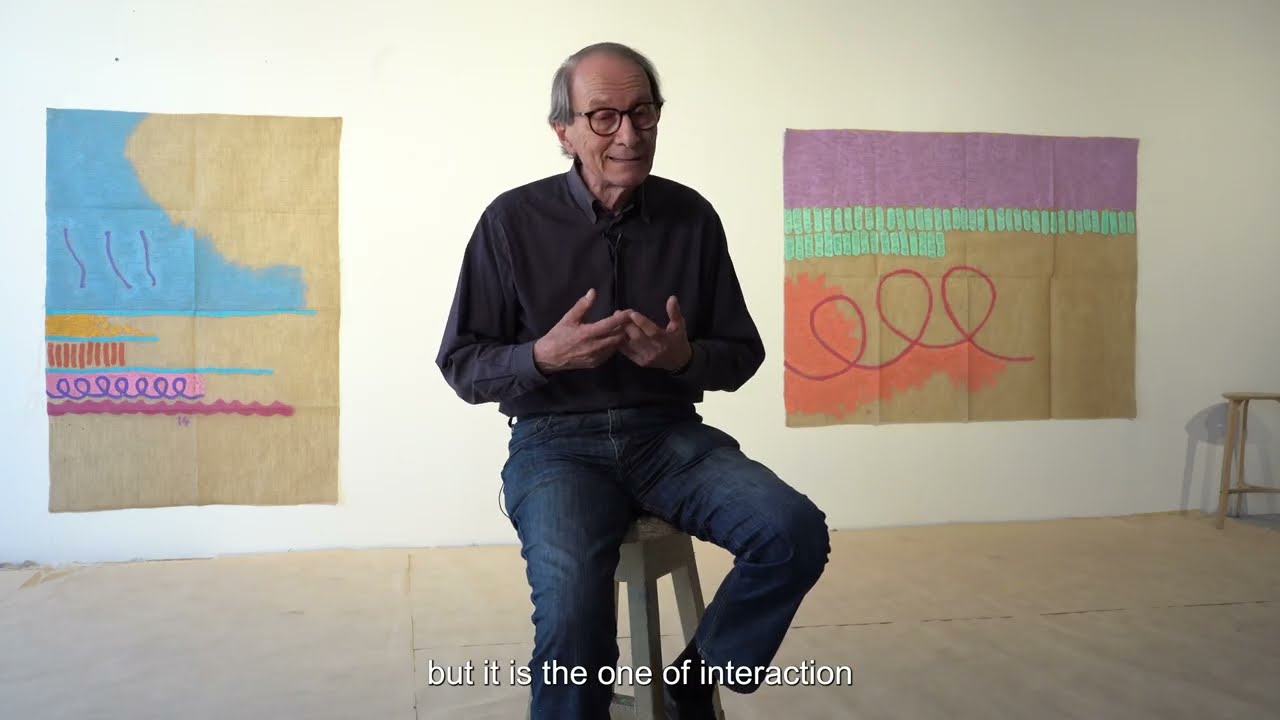 Giorgio Griffa - TRE LINEE CON ARABESCO