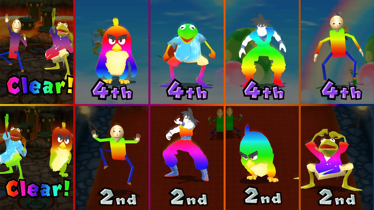 Mario Party 9 - Kermit vs Goku vs Angry Bird vs Baldi #MarioGame
