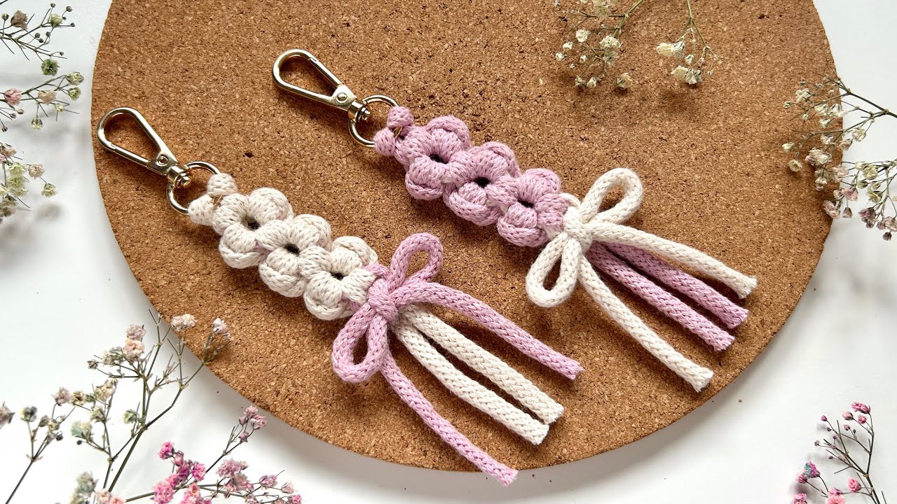 THE EASIEST Macrame Flower Keychain Tutorial for Beginners - DIY Popular Keychain - 5 Minute Crafts