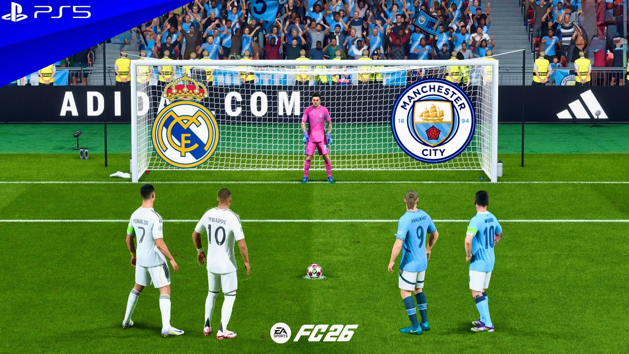 FC 26 | RONALDO MBAPPE VS MESSI HAALAND | REAL MADRID VS MANCHESTER CITY | PENALTY SHOOTOUT - PS5