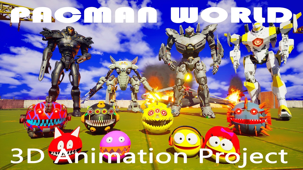 Monster Pacman Vs Robot Pacman - Pacifi rim Robots #monsterpacman #robotpacman #pacman