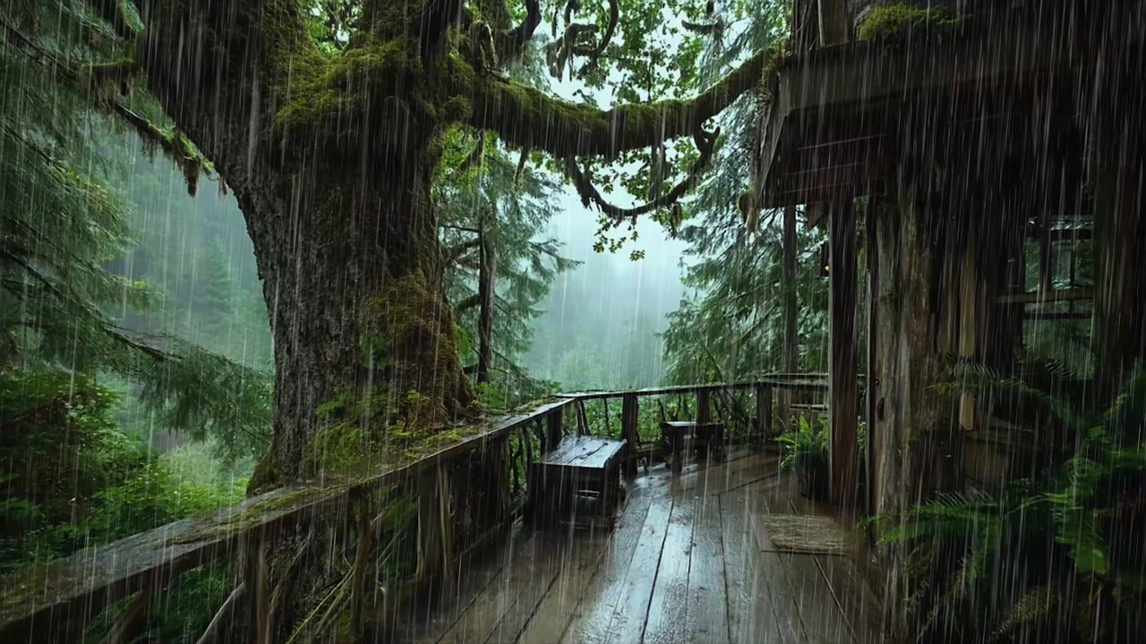 Improve Sleep with Rain in Cozy Tree House Cabin 🍀 Feel Relaxed and Calm with Rain