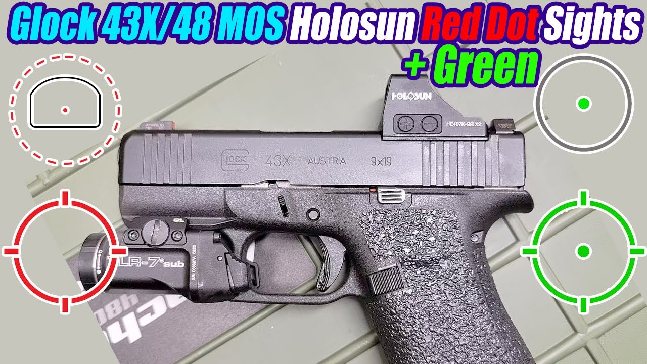 4 лучших коллиматорных прицела Glock 43X/48 MOS Holosun с красными и зелеными точками + адаптерны...