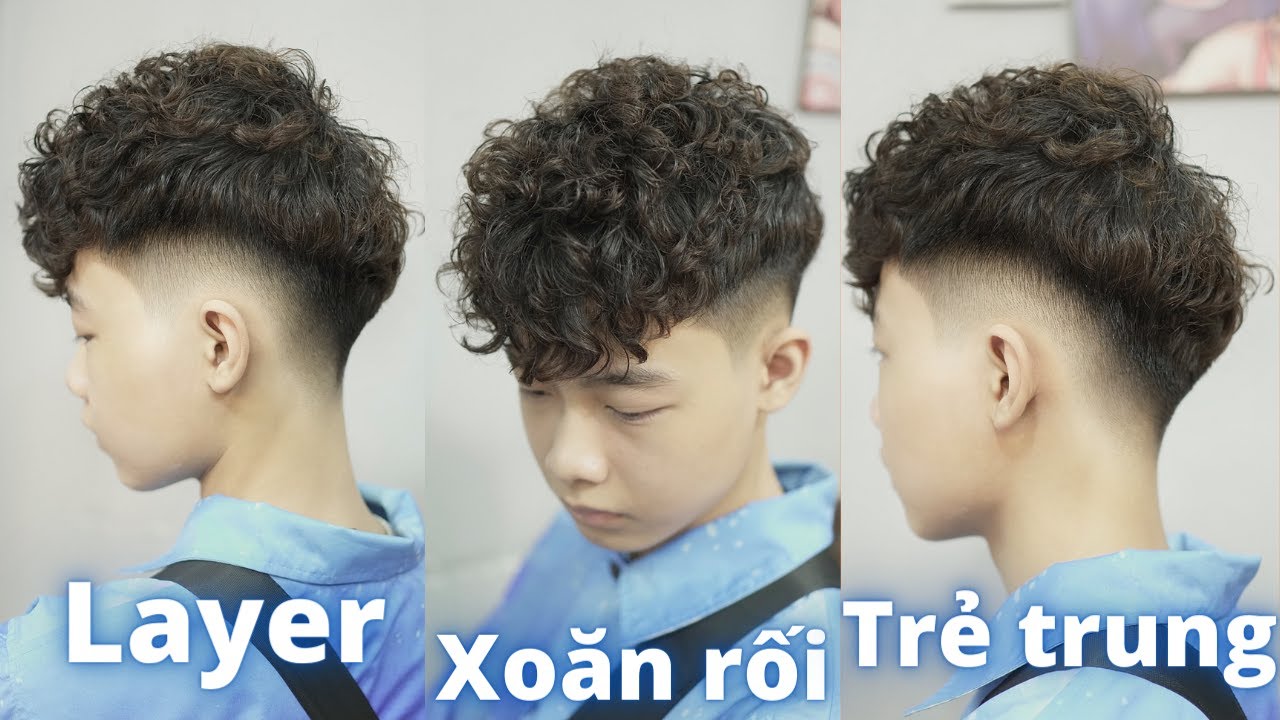 Hướng Dẫn Cắt, Uốn Tạo Kiểu Tóc Layer Xoăn Rối Đầy Phong Cách Cho Giới Trẻ | Ng . Tuấn Barber 17
