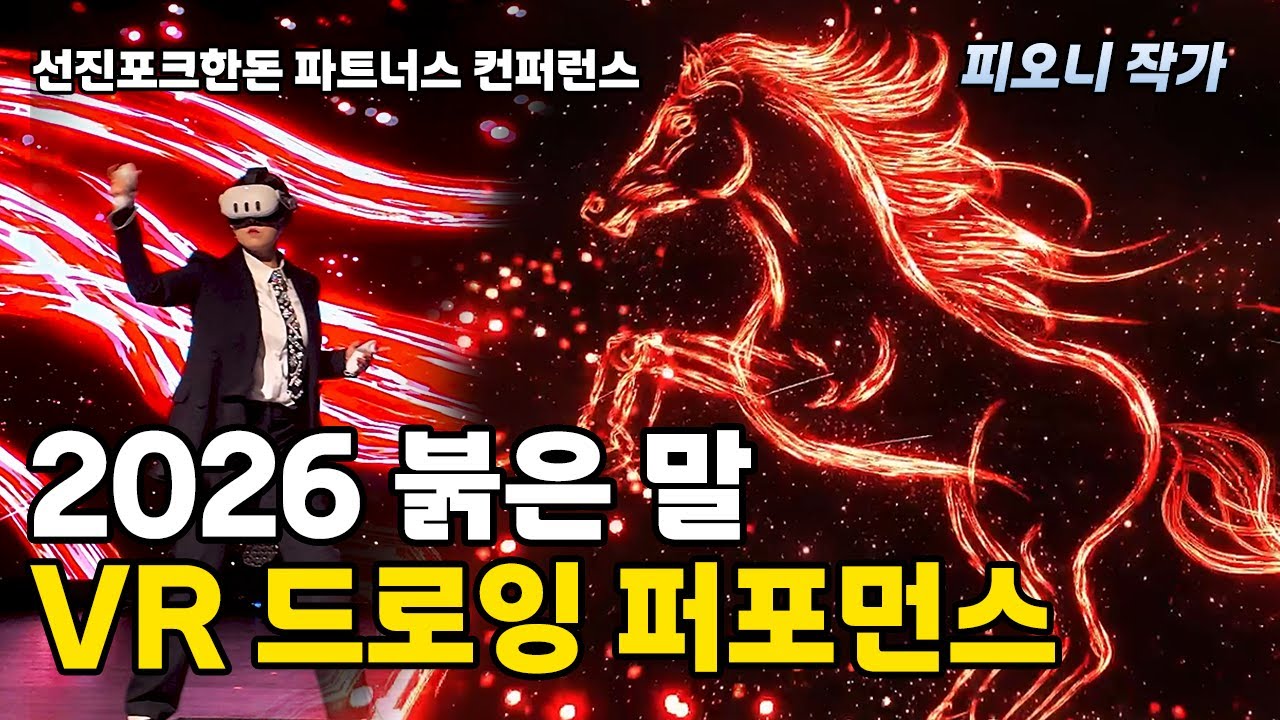 2026년 붉은 말과 함께하는 힘찬 출발!ㅣ선진포크한돈 파트너스 컨퍼런스 ㅣVR드로잉퍼포먼스ㅣVR아티스트ㅣ피오니작가ㅣ기념식공연ㅣVR퍼포먼스ㅣVR아트ㅣ말드로잉ㅣ비전선포식