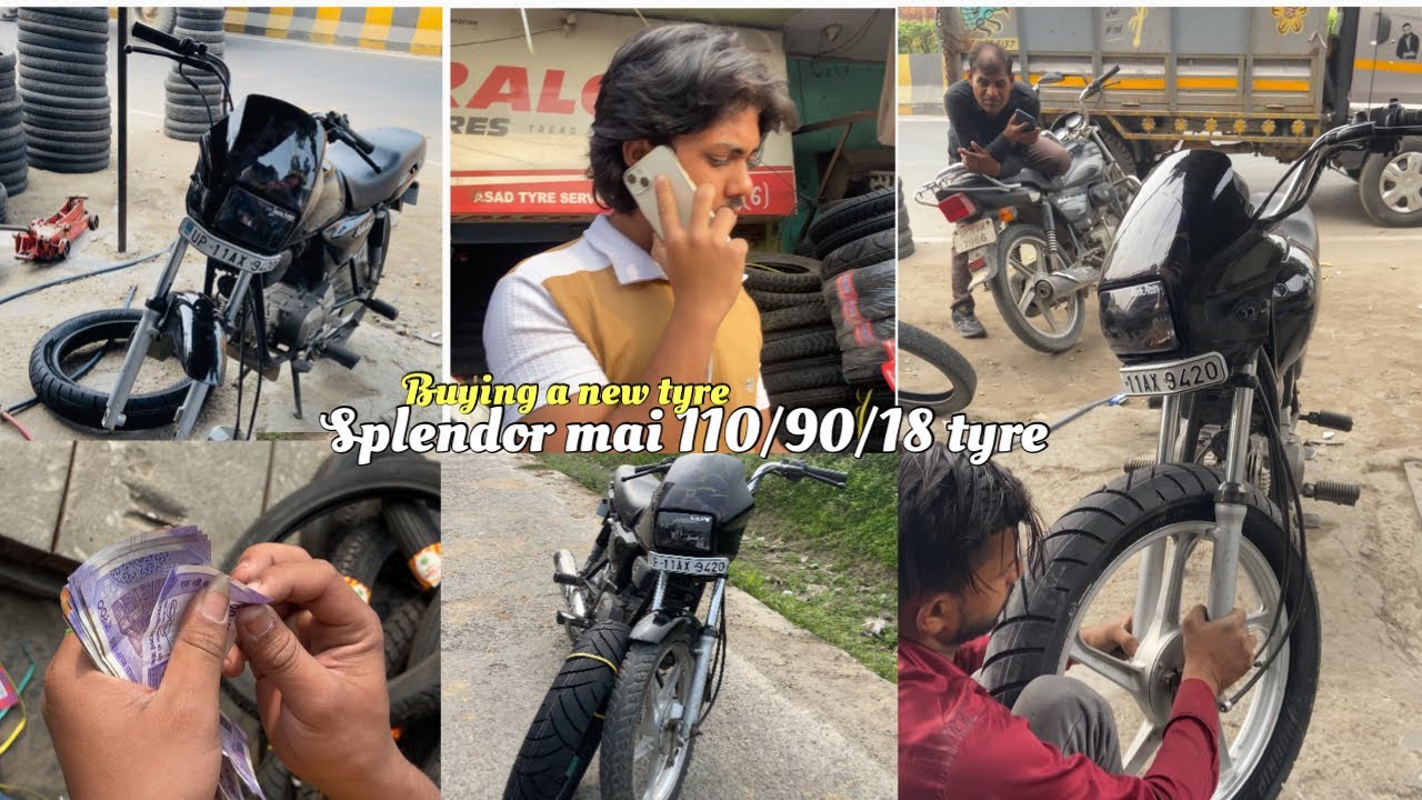 Finally ☠️ Splendor mai 110/90/18 Tyre 🛞 Laga Liya 