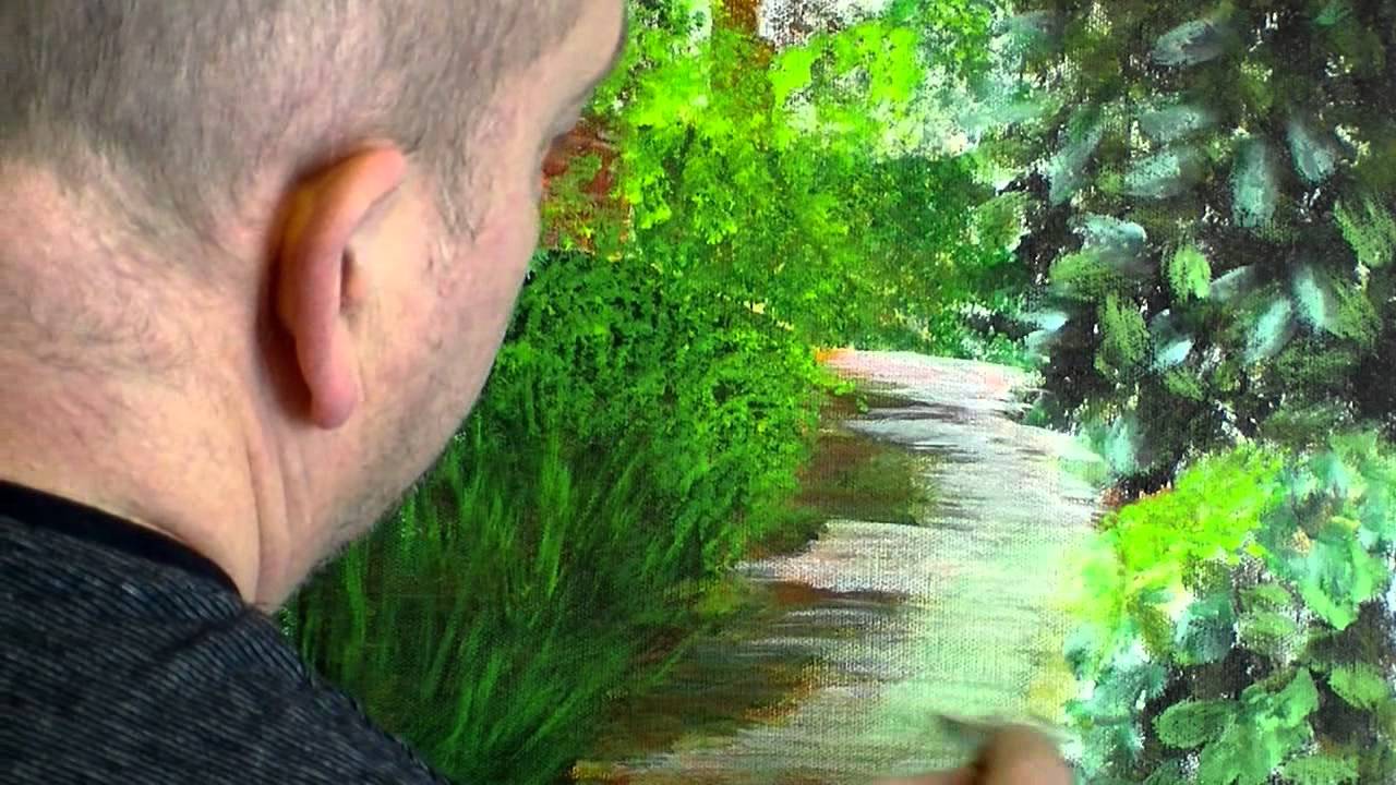 Peckover House garden path - colourful acrylic painting of a Summer garden by Steve Buchanan