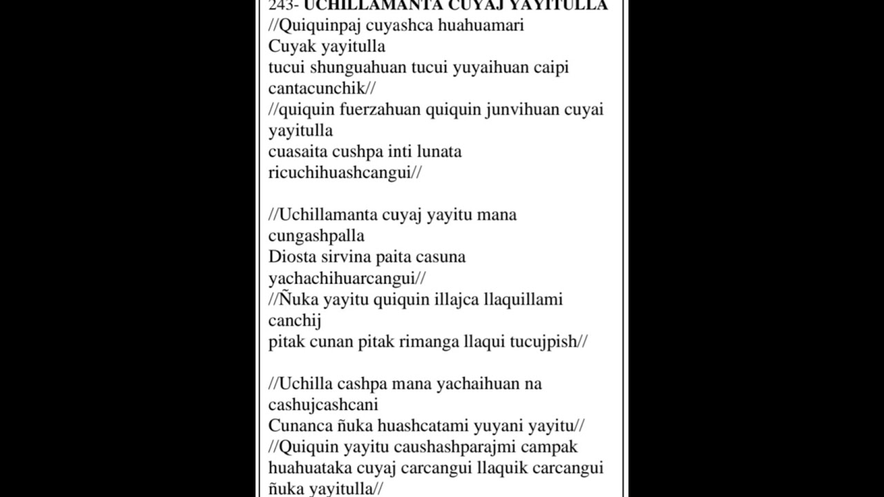 (UCHILLAMANTA ÑUKA KUYASHCA YAYITULLA.) SALMISTA CESAR CAIZAGUANO