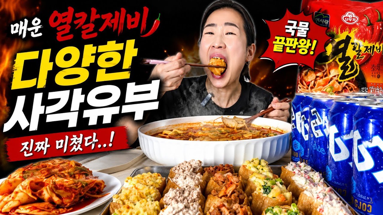 🌸로루맘 야식 먹방🌸 열칼제비와 유부들