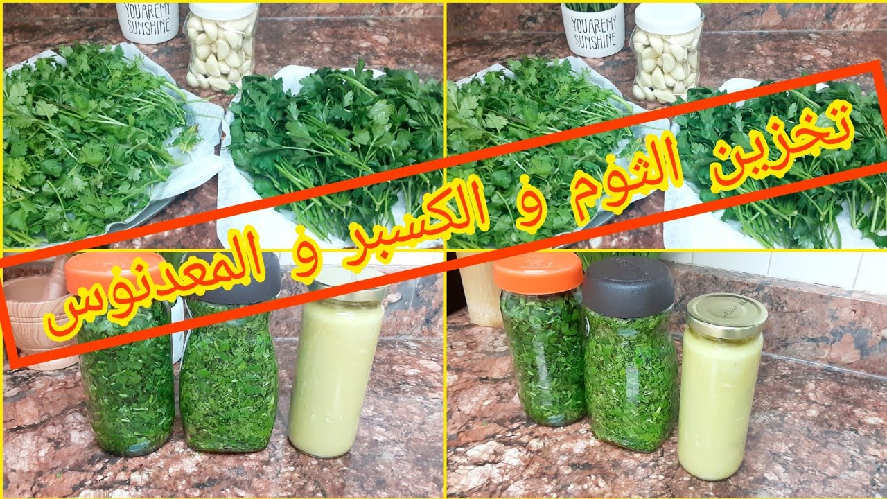 طريقة ناجحة💯 لتخزين الكسبر و🌱🌱  و الثوم لشهر رمضان لأطول فترة ممكنة بدون مجمد👍👍