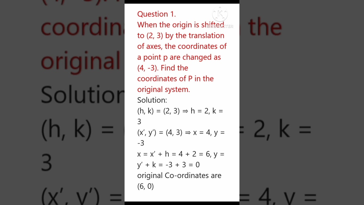 transformation of axes important questions @tejas education and solutions 