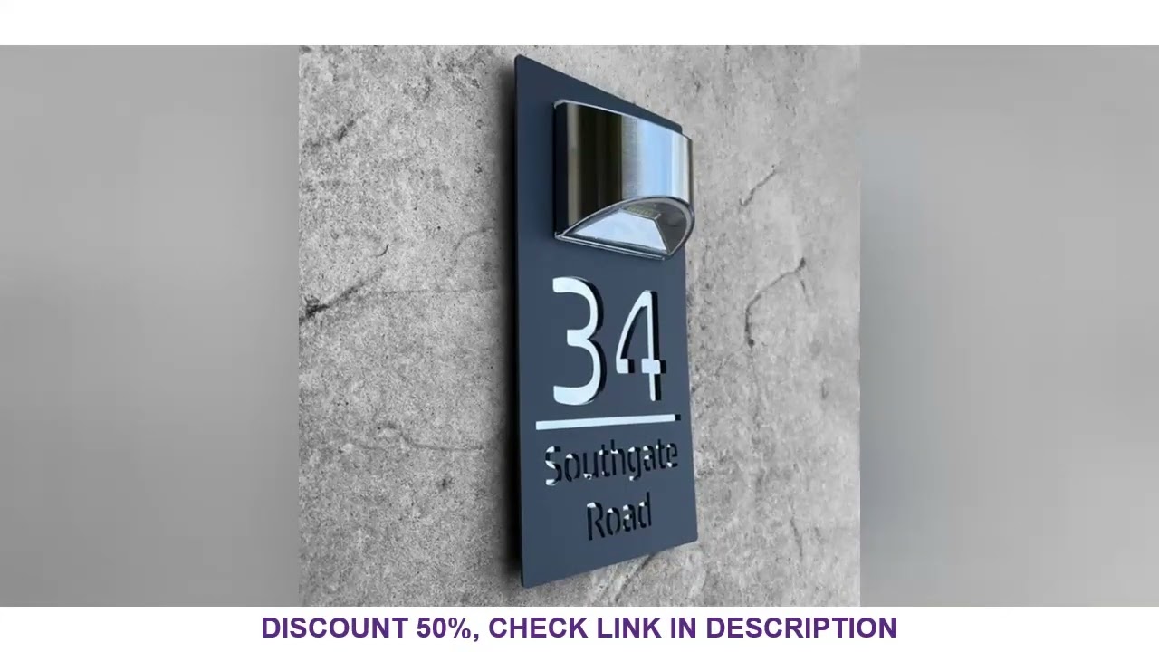 Personalized Solar House Sign Led Modern Door Number Plaque Laser Cutting Contemporary House Plate