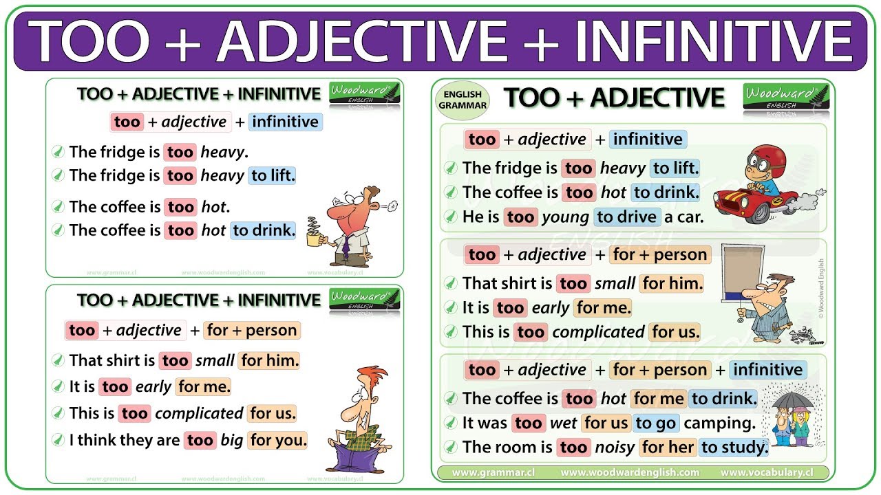 TOO + Adjective + Infinitive | Learn English Grammar | English Word Order | Woodward English