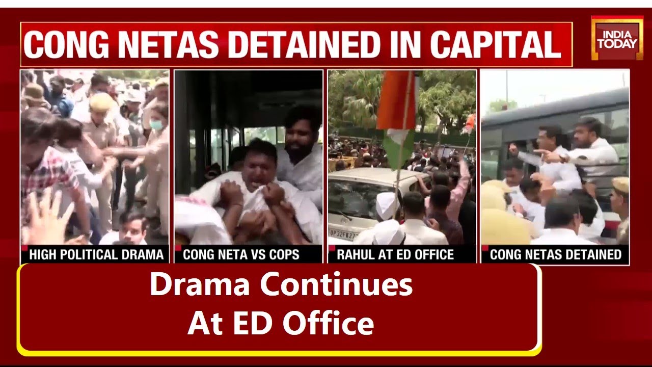 National Herald Case : Rahul Gandhi's ED Grilling Continues, Congress Netas Detained In Capital