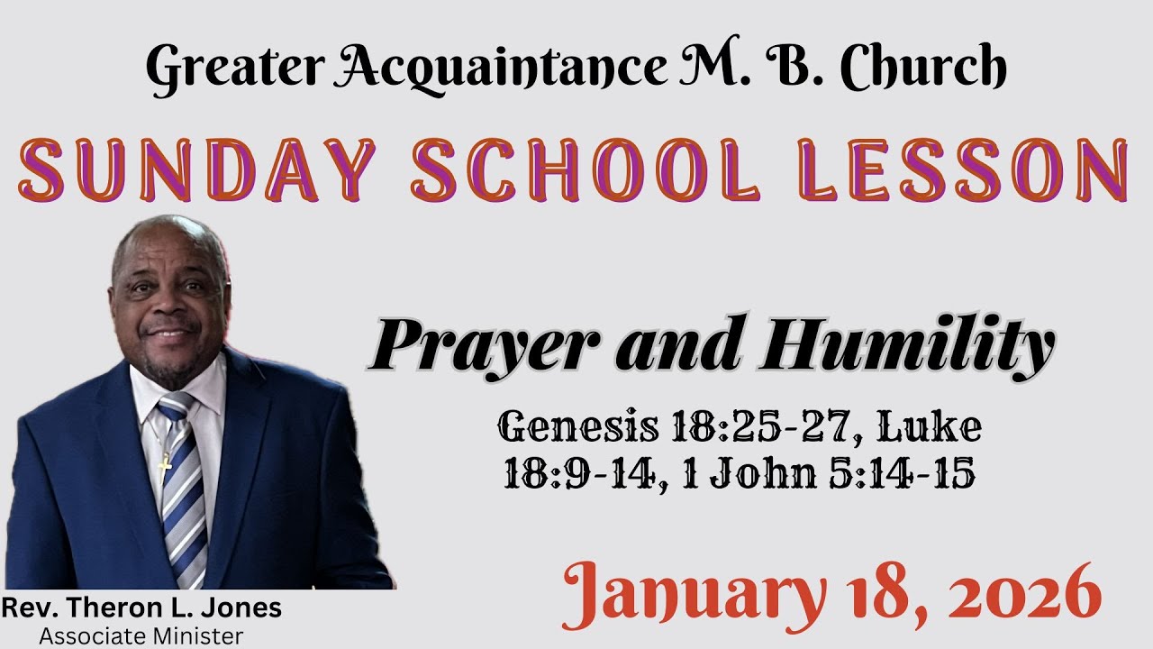 Sunday School Lesson (International Standard) January 18, 2026.  Prayer and Humility