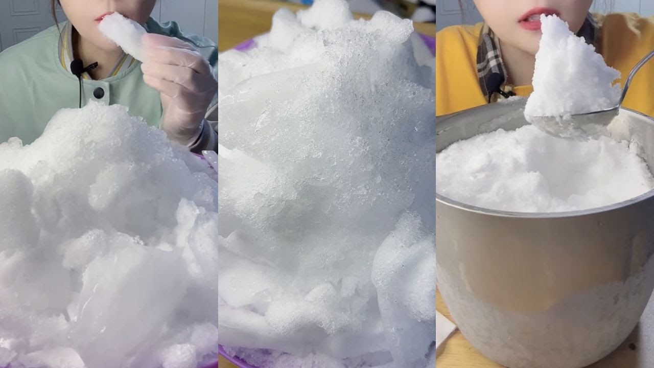 【ASMR】Shaved Ice Crunch Ice Fluffy Ice Eating ASMR ❤️❄️얼음을 먹고 | 氷を食べる音 |