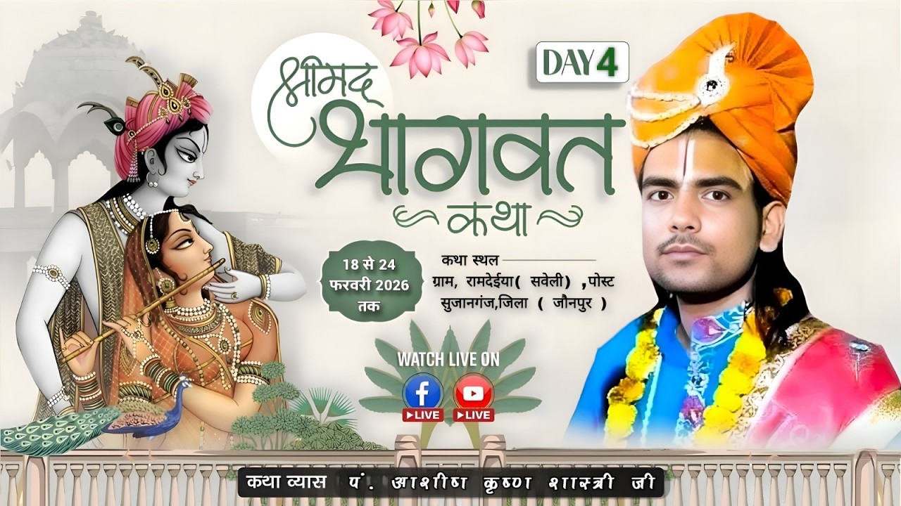 🛑live // DAY 4  पूज्य पंडित आशीष कृष्ण शास्त्री जी// स्थान:रमदेइया सुजानगंज जौनपुर |
