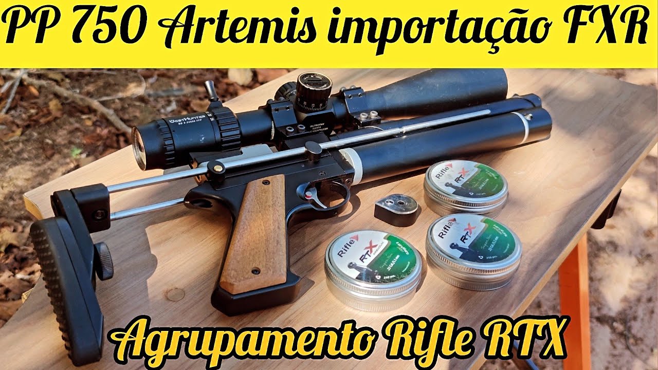 PISTOLA PCP PP750 DA ARTEMIS, TESTE AGRUPAMENTO COM CHUMBOS RIFLE RTX LIGTH, RTX MEDIUM E RTX HEAVY
