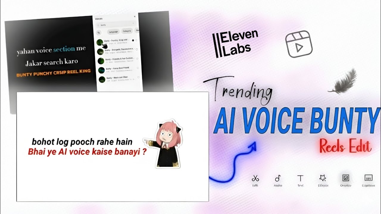 Bunty Punchy Crisp Voice in 11 Labs | how to make viral Typography Reel | ai voice