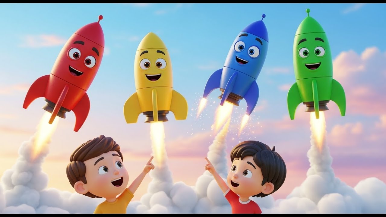 Four Little Toy Rockets Lift Off Lift Off | Space Adventure & Counting Song