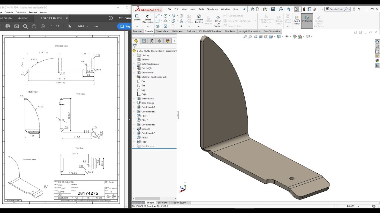 SolidWorks | Örnek Sac Metal Tasarımı (AÇIKLAMAYI OKUYUNUZ)