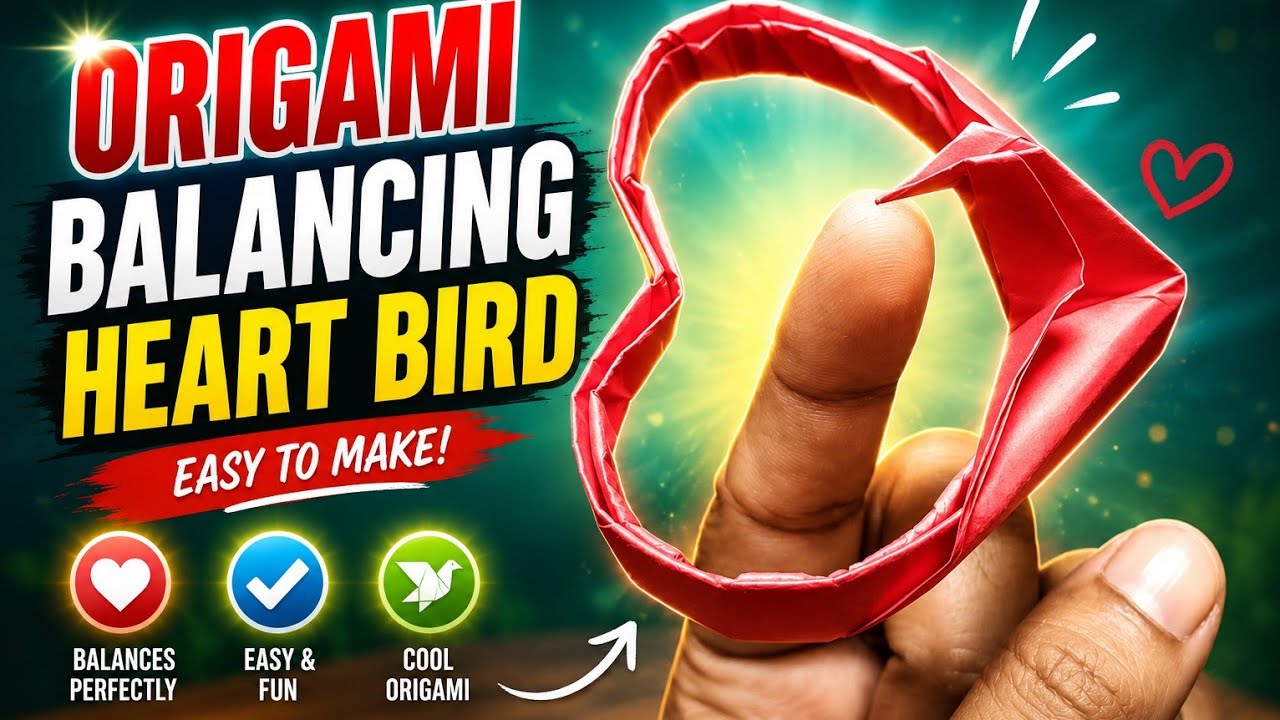 Origami Balanceing Heart Bird | Easy  Paper Balanceing Bird | Paper Balanceing Toy