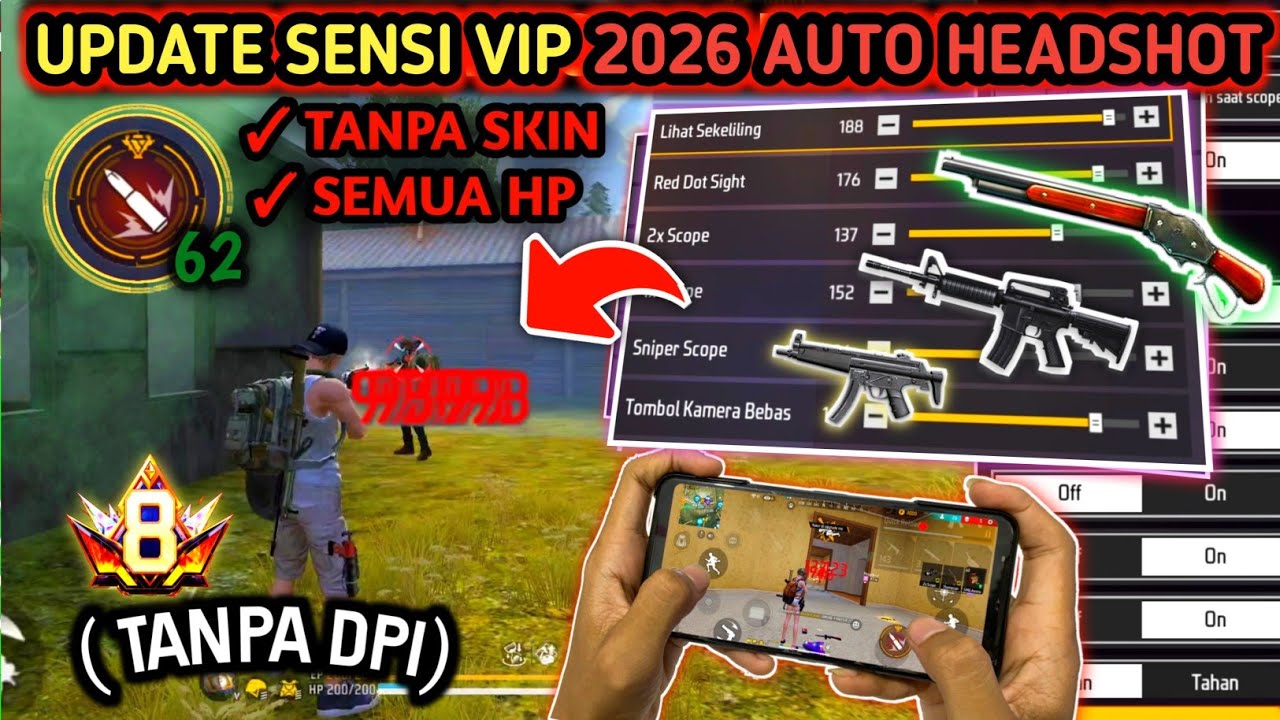 100% AUTO HEADSHOT SEMUA HP 2026 ⚙️📲 CARA SETTING SENSITIVITAS FF AUTO HEADSHOT & SETTING KONTROL
