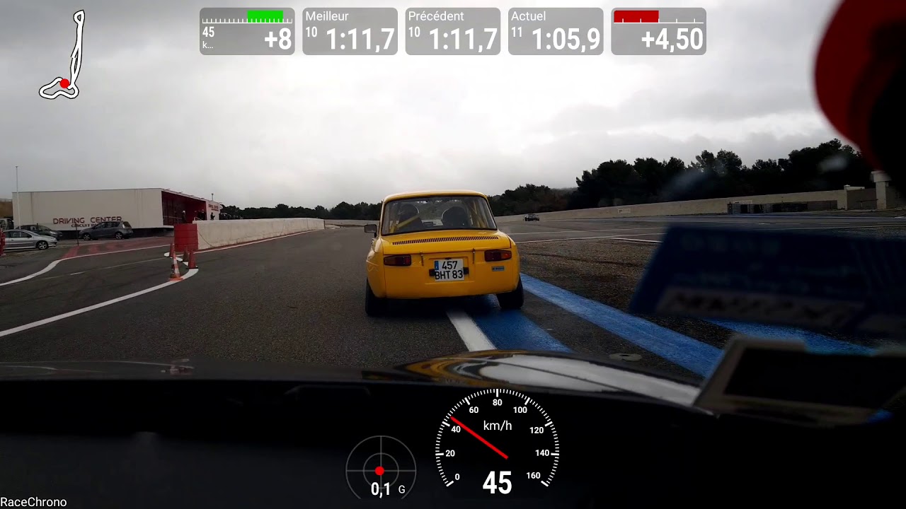 2 tours en Alpine A 110 sur le Driving Center du Castellet un peu humide.
