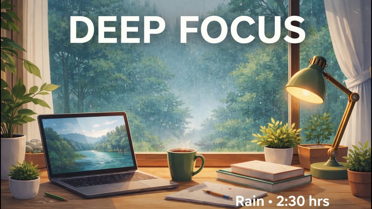 Deep Focus Rain 🌧️ | Ambient Sound for Study & Work (2.5 Hours)